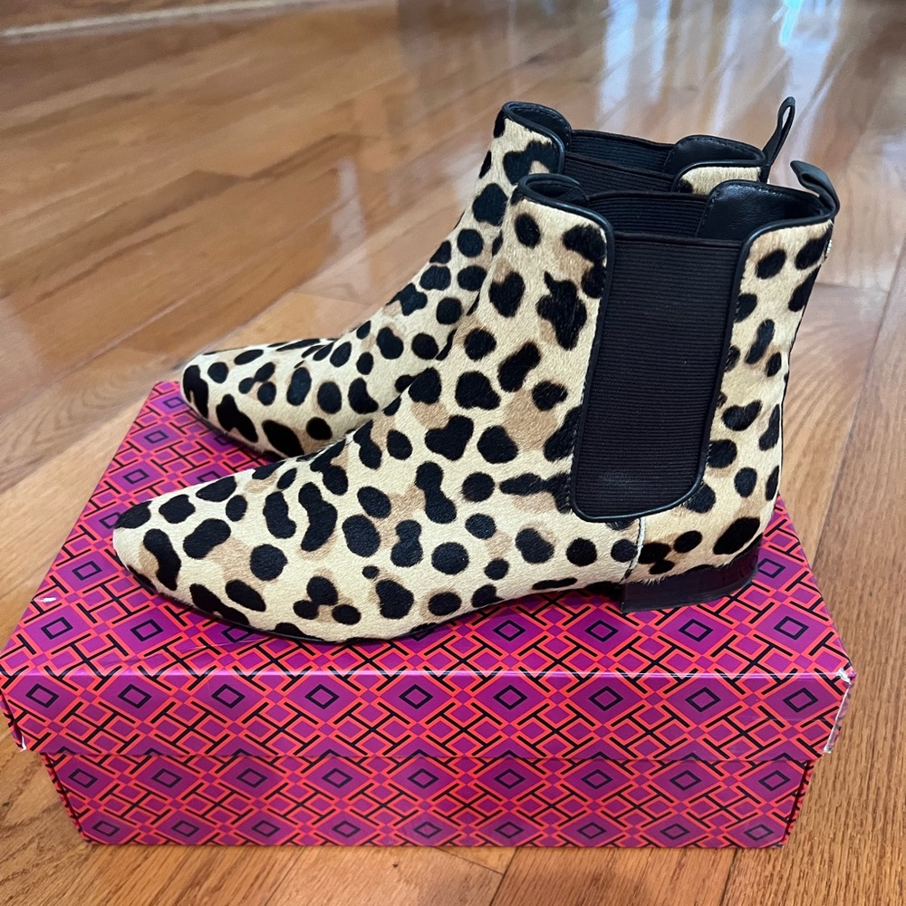 Tory Burch Fur Leopard Print Ankle Boot